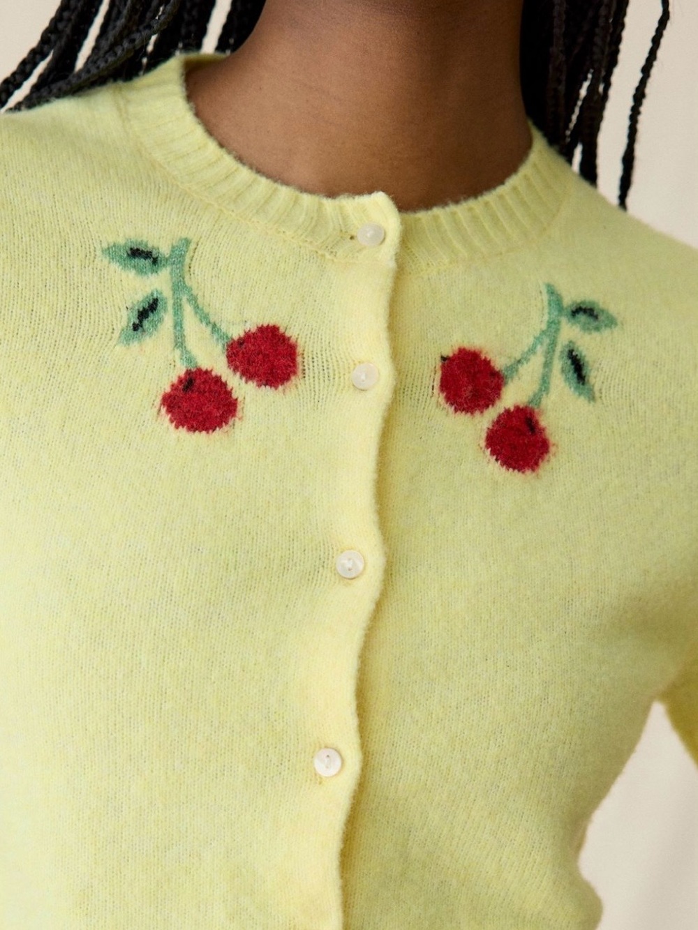 NWT Kimchi Blue Rachel Cherry Land Short Sleeve Cardigan Cherry Land size XS S - Picture 3 of 8